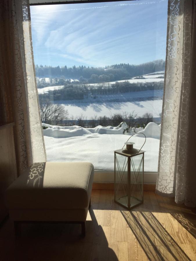 Idyllisch Wohnen Im Weserbergland - Bungalow Mit Phantastischer Aussicht Fuer 4 Personen Polle Exterior photo